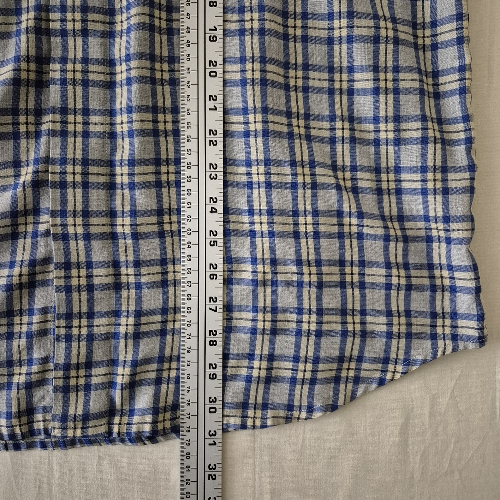 Vintage PNB Nation XL Blue Plaid Hidden Button Up Woven Shirt Streetwear Hip Hop - Picture 9 of 9